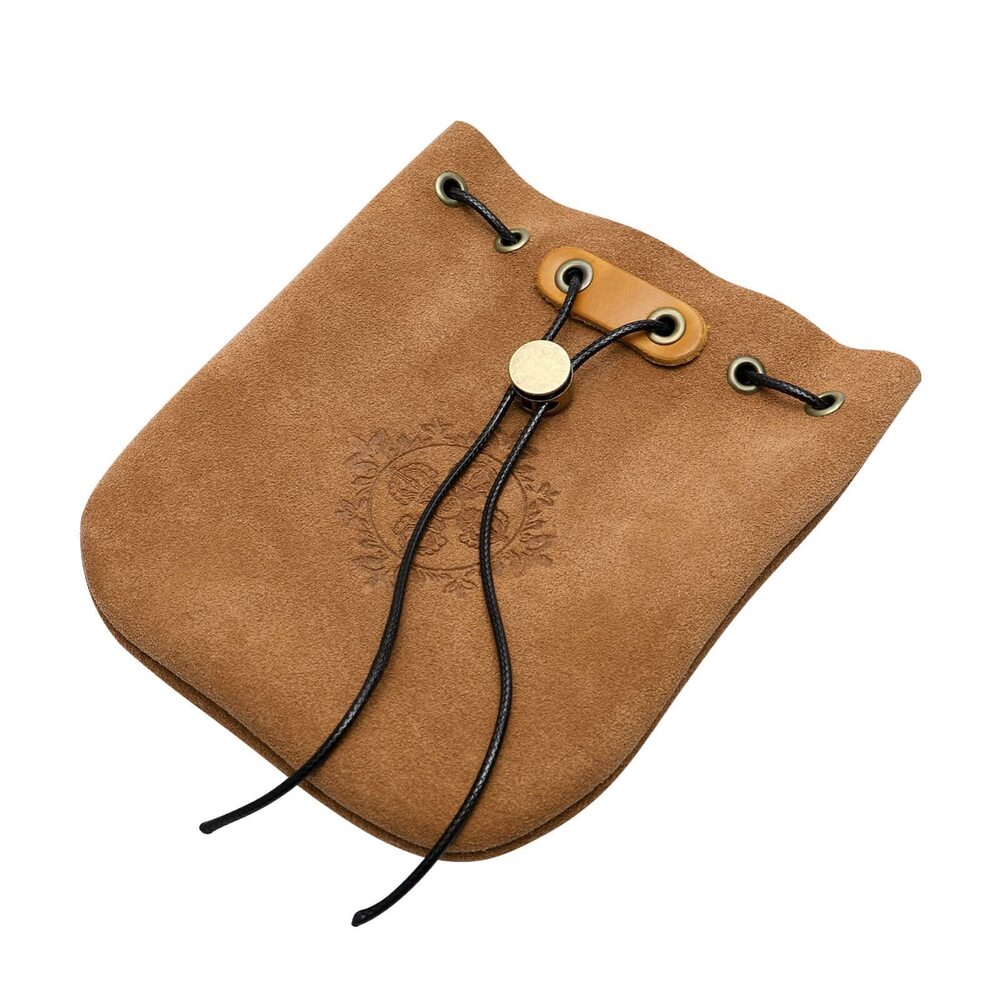 7208 Leather Drawstring Jewelry Pouch for Rings and Necklaces, Travel - Picture 1 of 9